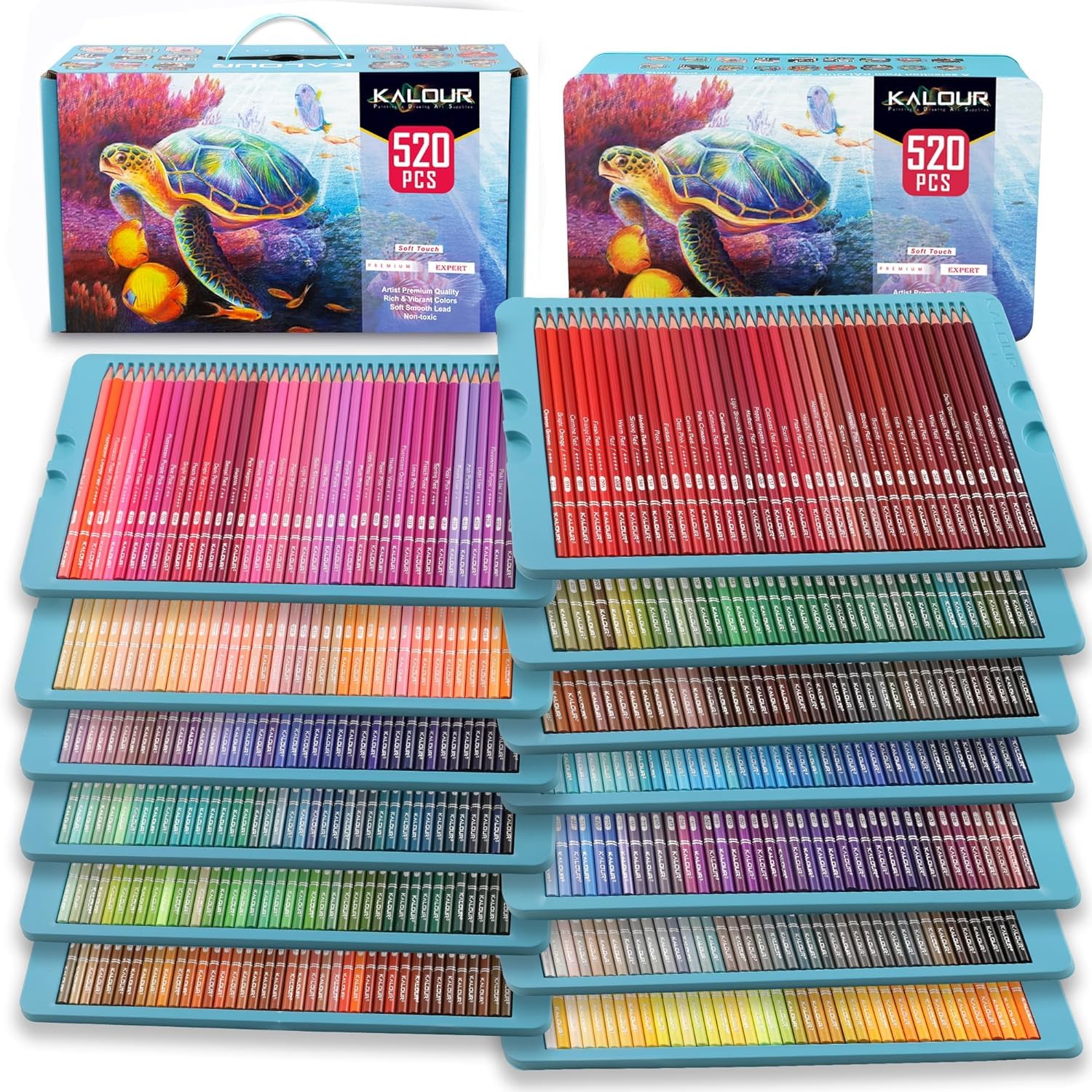 KALOUR 色鉛筆 520色セット KALOUR Pro Colored Pencils,Set of 520 Colors,Artists Soft Core