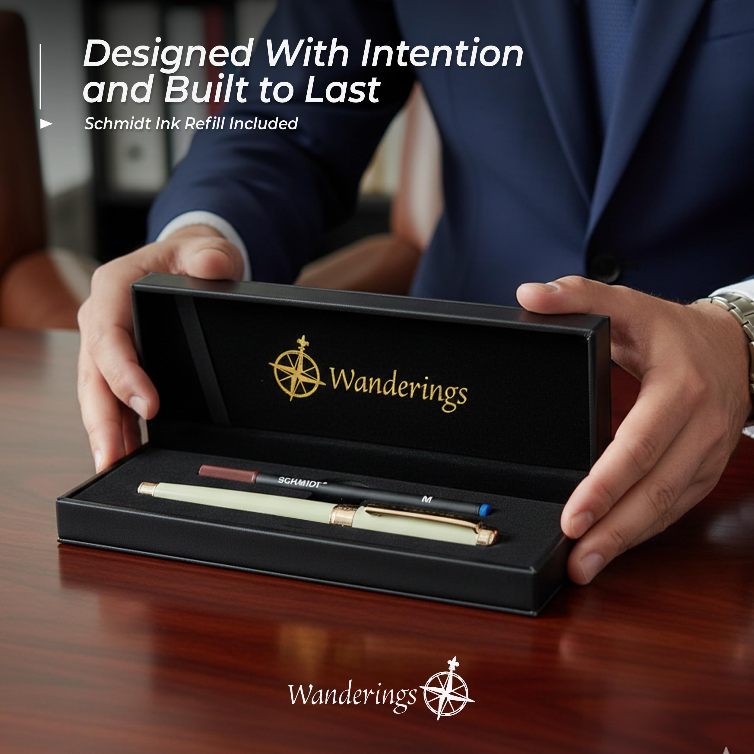 Premium Rollerball Pen with German Ink Perfectly Balanced for a Superb Writing Experience 24K Gold Plated Green Soft — view 3