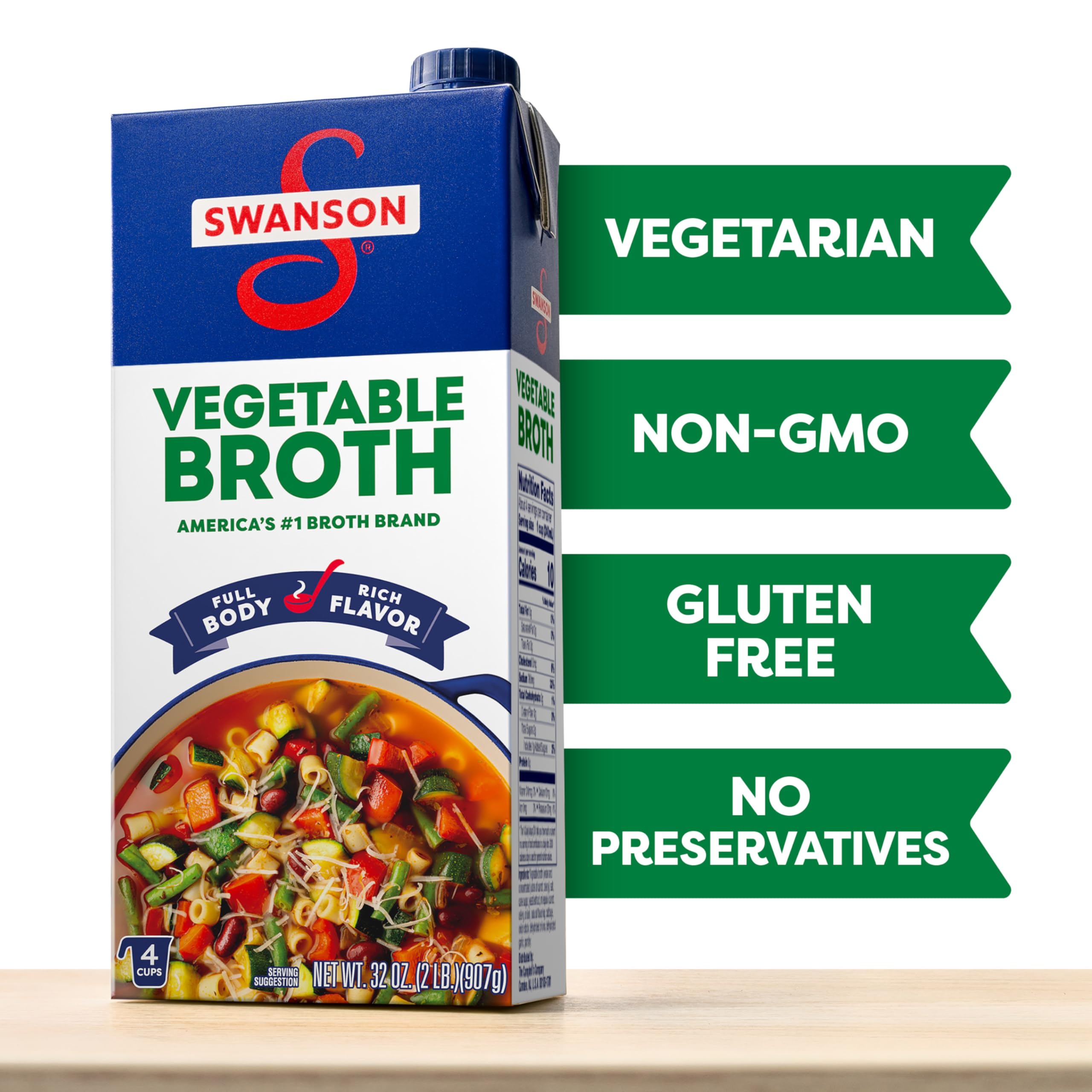 SWANSON S Vegetable Broth, 32 oz Carton