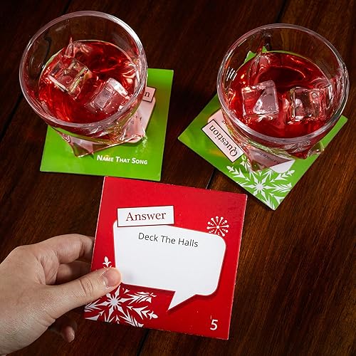 Miniatura 7 de Name That Song Trivia - Posavasos navideños con temática navideña, juego de 20