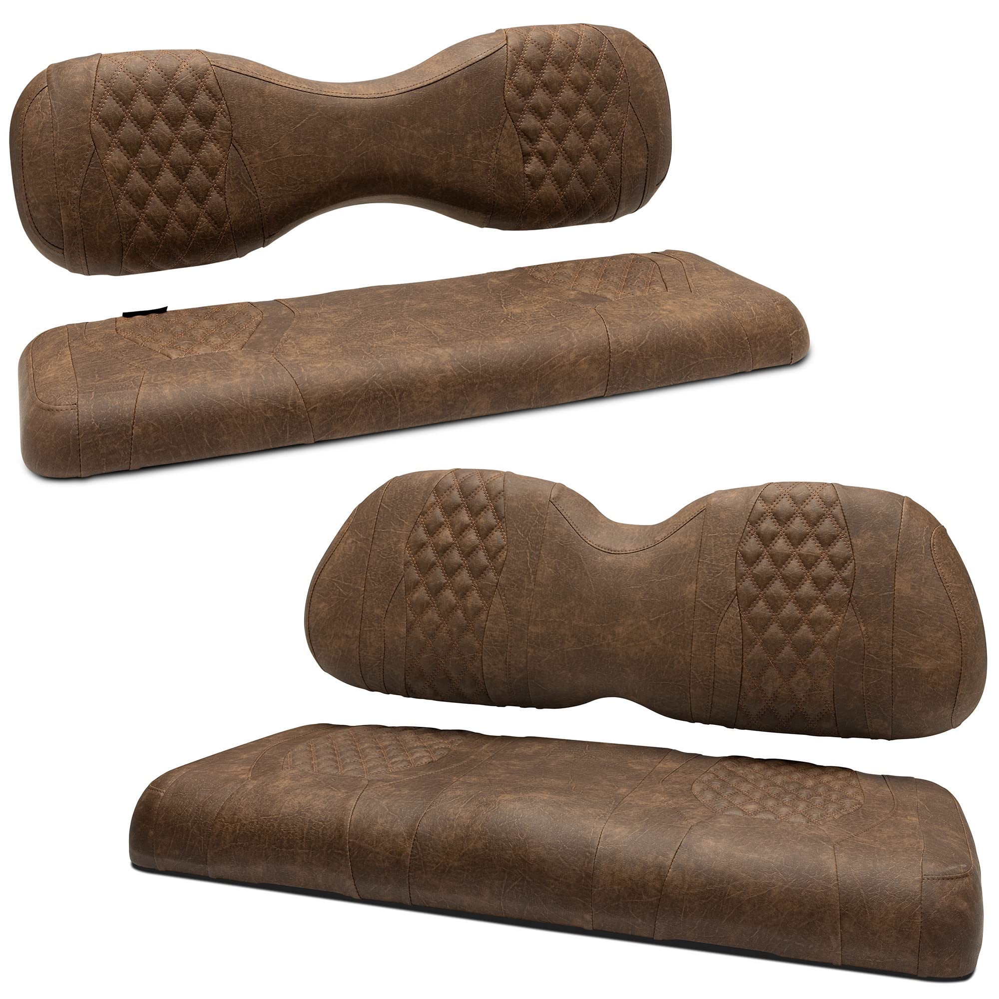MODZ SCALEZ Golf Cart Front and Rear Seat Covers - Fits Club Car Precedent - Double Diamond Brown