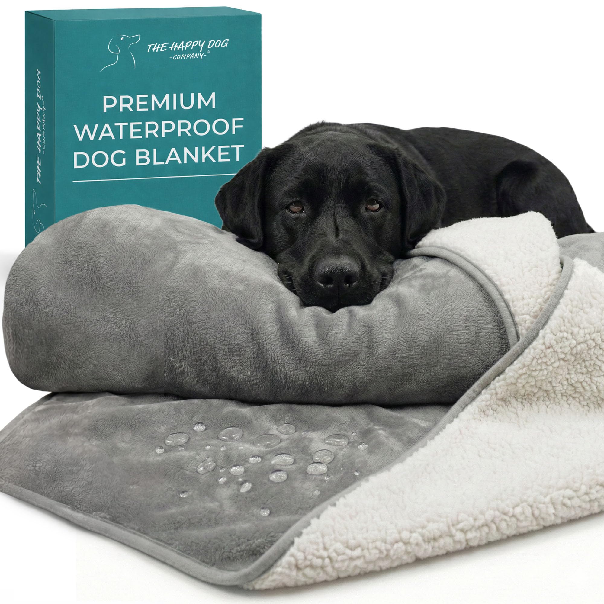 Manta impermeable lavable para perro, manta XXL a prueba de fugas para cama, sofá modular y grande, reversible, microfibra gris oscuro y forro polar sherpa gris, 60 x 79 pulgadas.