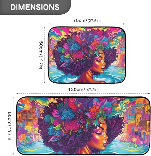 Miniatura 3 de ZENWAWA Abstract Woman Portrait Kitchen Mat 2 Pcs Set, Low Pile Kitchen Rugs Cushioned Water Absorbent Washable Floor Mats for Kitchen Sink Laundry