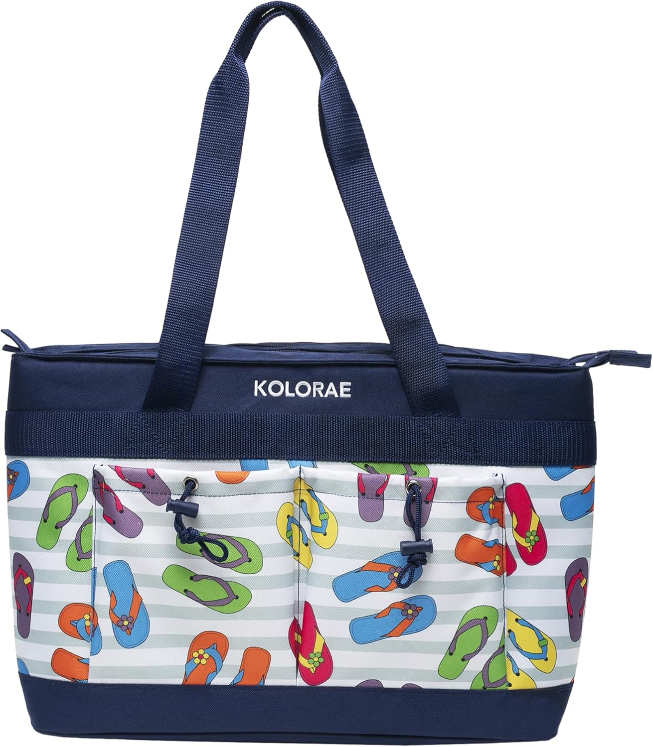 KOLORAE Reusable 2 Compartment Tote Cooler Holds Up to 40 Cans or 24 Bottles – Perfect for Grocery, Travel, Picnics, Beach, Poolside, Delivery