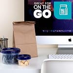 PLASTICPRO Deli Containers Clear bottom With blue Top Twist on Lids Reusable, Stackable, Food Storage Freezer Container (6, 4 OUNCE)