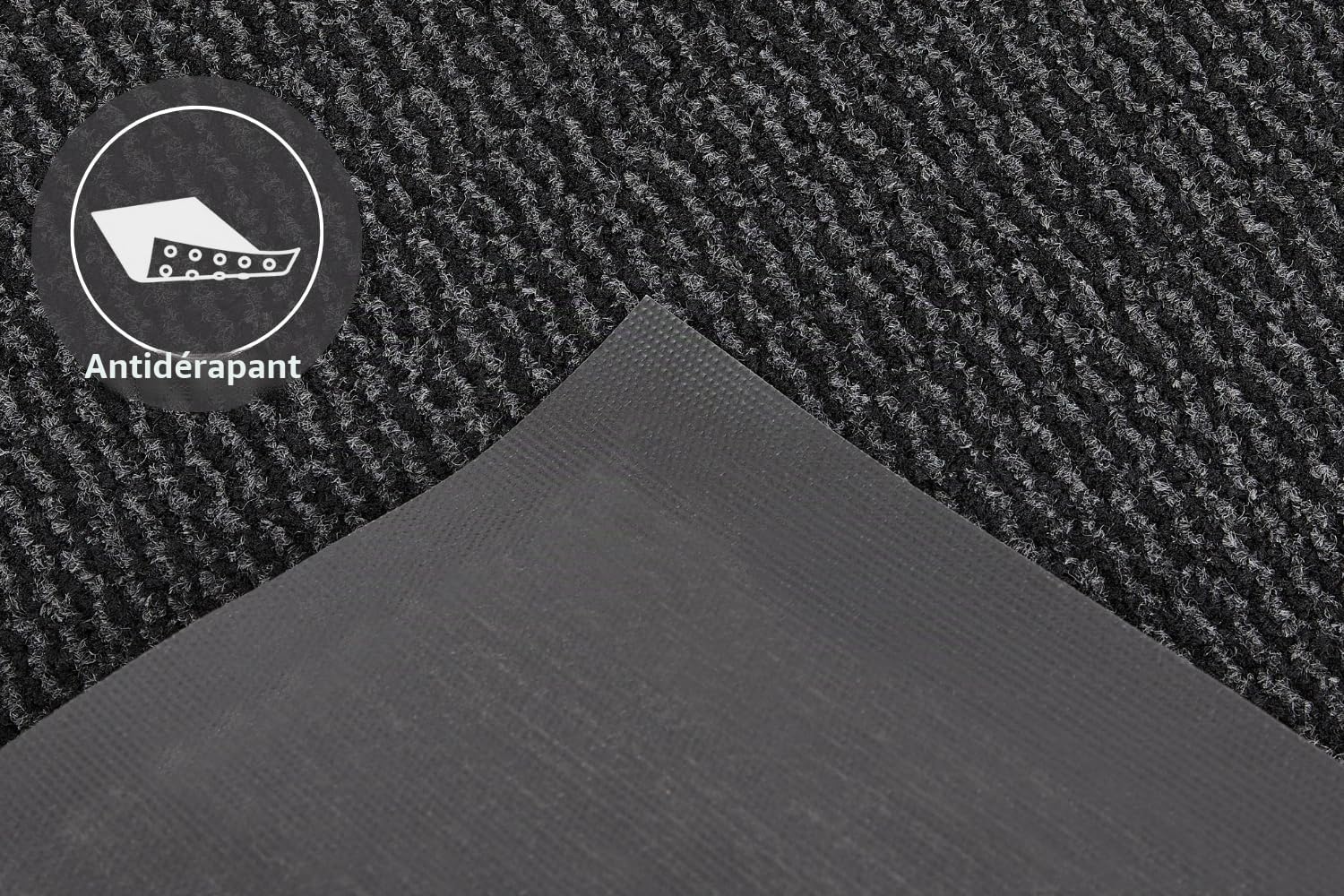 Andiamo Paillasson Easy - Pour l'intérieur et l'extérieur - Avec dos Antidérapant - Anthracite - 80 x 120 cm