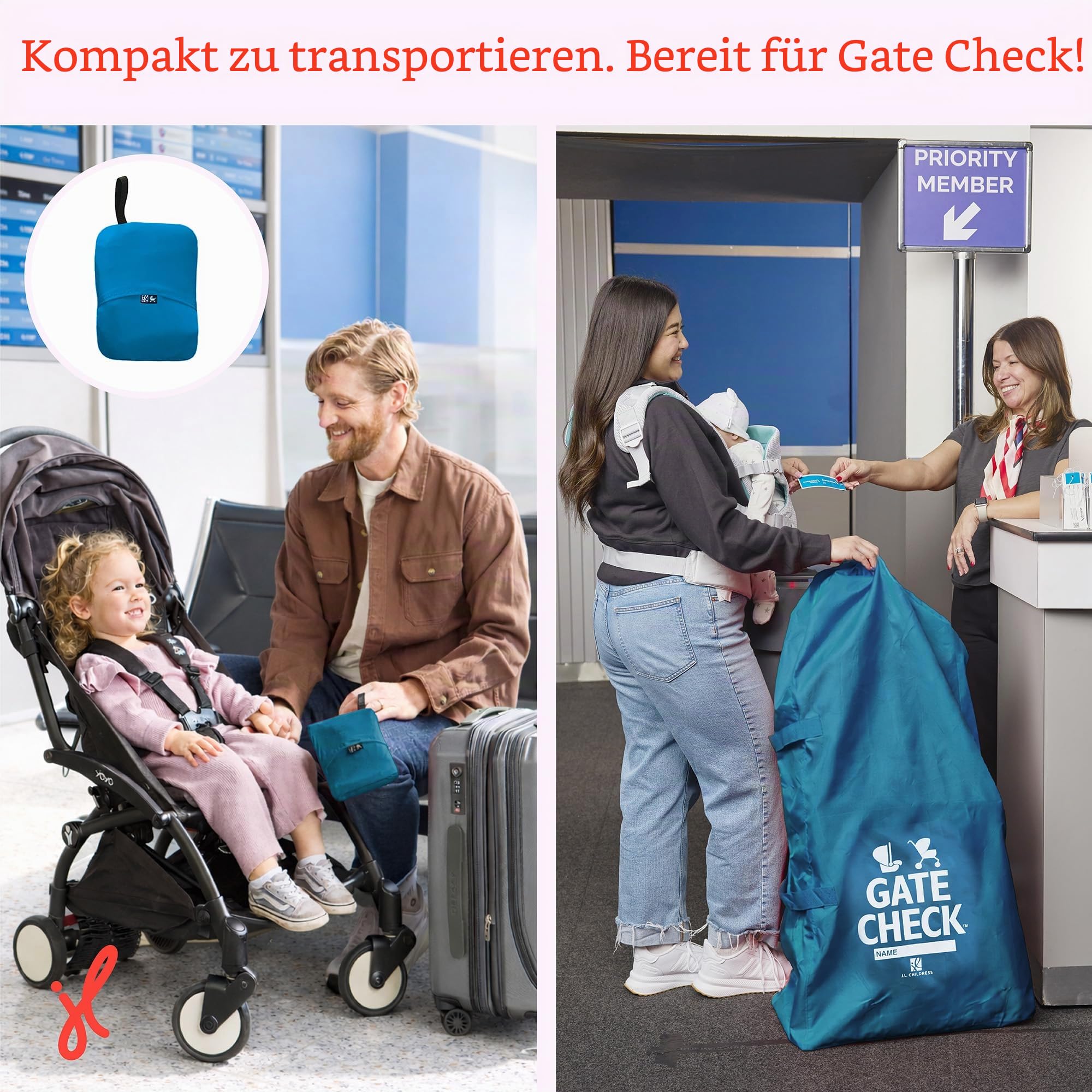 JL Childress Deluxe Gate Check Tasche für Autositze und Kinderwagen