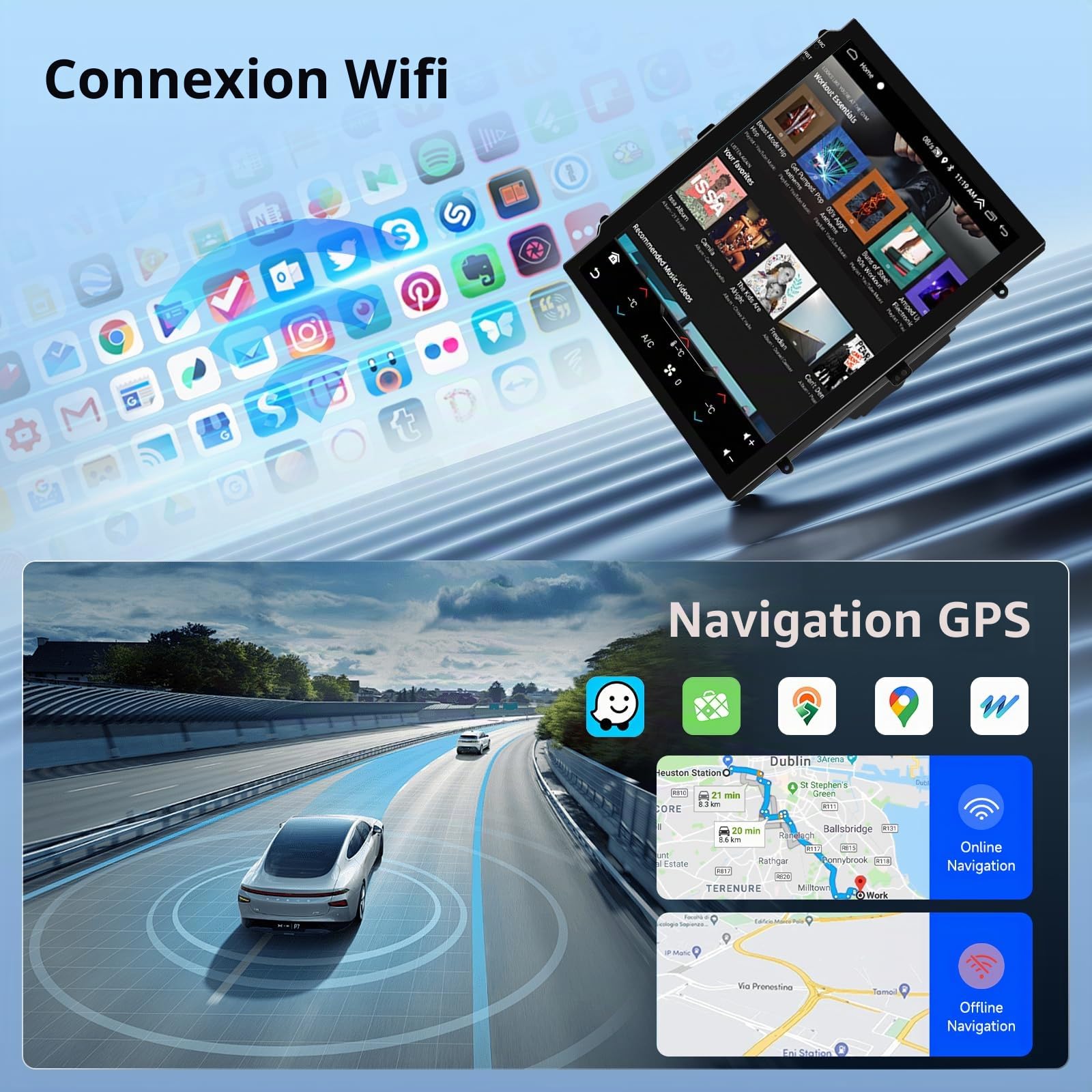 【8 Cœur 6+128G】 Hodozzy Carplay Autoradio pour Chevrolet Cruze J300 2009-2014, 9.7 Pouces Ecran Tactile Android Autoradio avec Android Auto/WiFi/GPS/RDS/FM/Bluetooth/USB/DSP