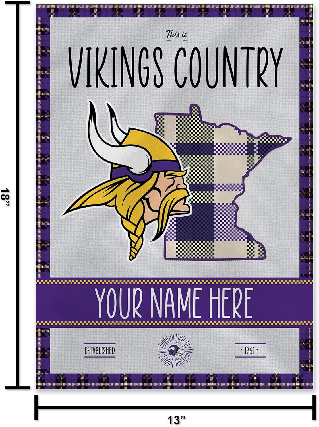 Rico Industries NFL Football Plaid/Hash Tag/This is Country Personalized 13" x 18" Double Sided Garden Flag