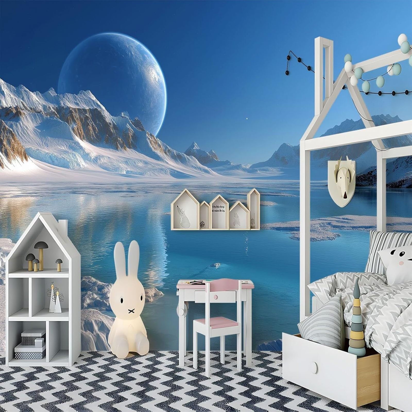 Photo wallpaper, Science Fiction Universe Non-woven wallpaper - Removable Fantasy Space For Living Room Children's Room Teenager's Room - Wall decoration Blue, 250cm x 175cm Stickers - Frameless Paint