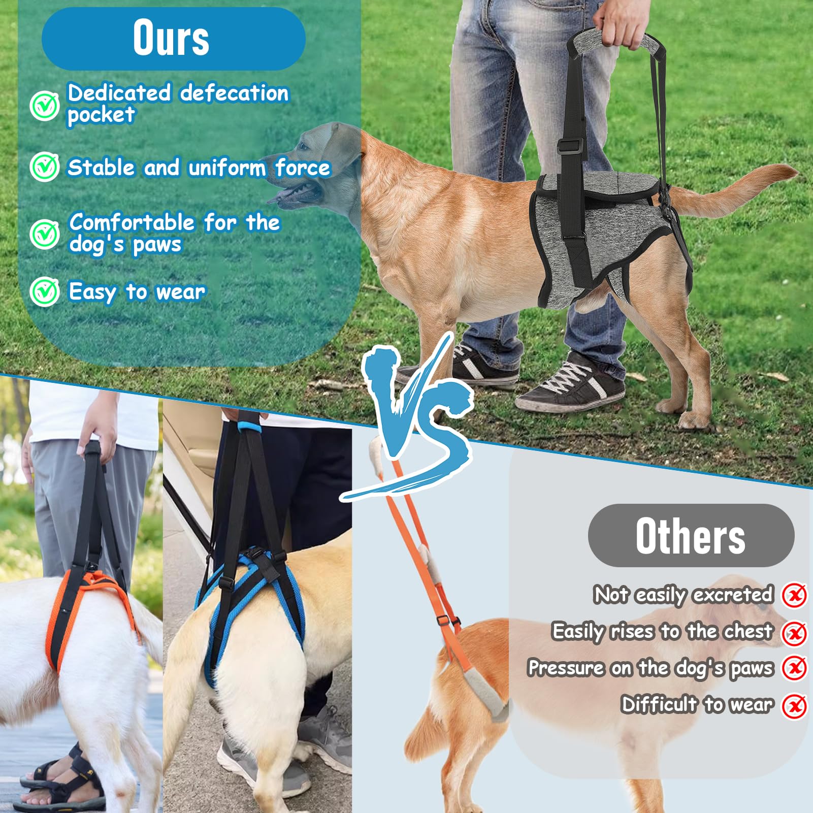 Dog Lifting Harness, Adjustable Emotional Support Dog Harness - Image 3