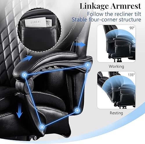 Miniatura 5 de Silla de oficina de masaje 3D, silla de oficina ejecutiva grande y alta de 600 libras, con reposapiés, sillas reclinables para computadora, asiento