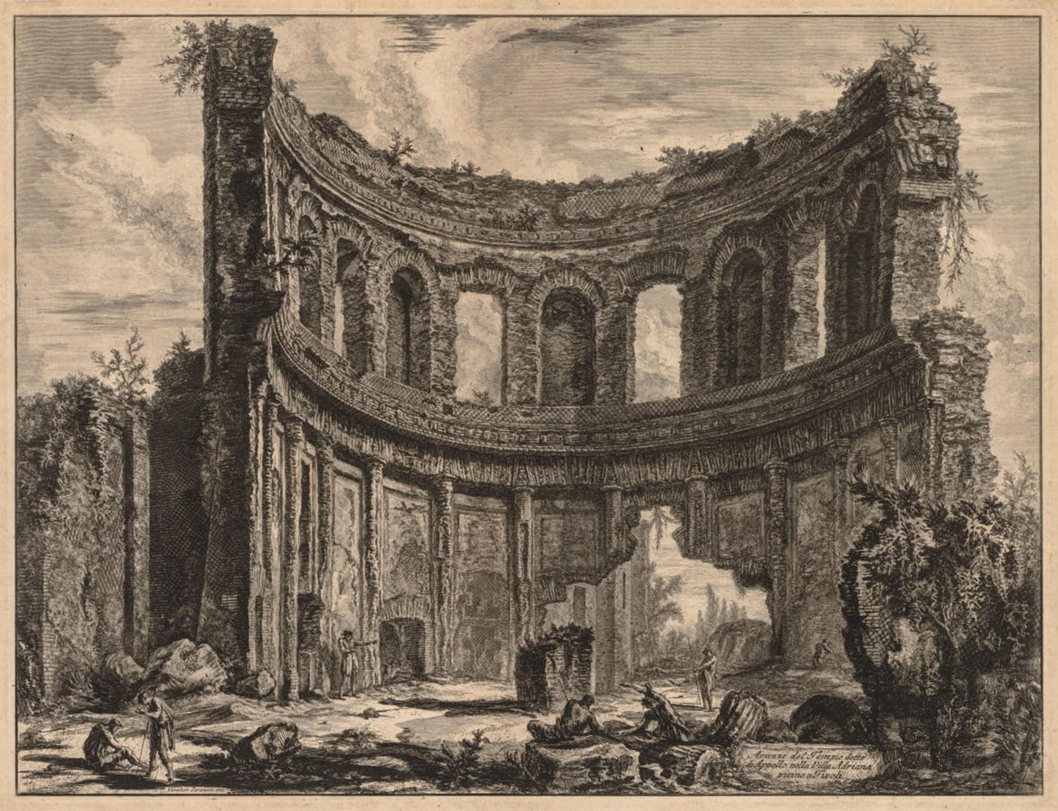 ARTXLXXBN Famous Painting Canvas Artwork Graffiti Print Views of Remains of the Temple of Near Hadrian's Villa by Battista Piranesi Portrait Canvas Image for Home Decor 60x90cm