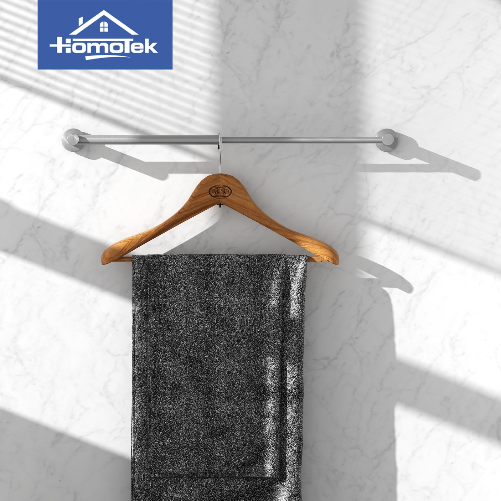 Homotek - Pack de 2 toalleros ajustables, de 30,5 a 55,9 cm, para montaje en pared, soportes para toallas de baño y cocina, acero inoxidable cepillado, toallero simple