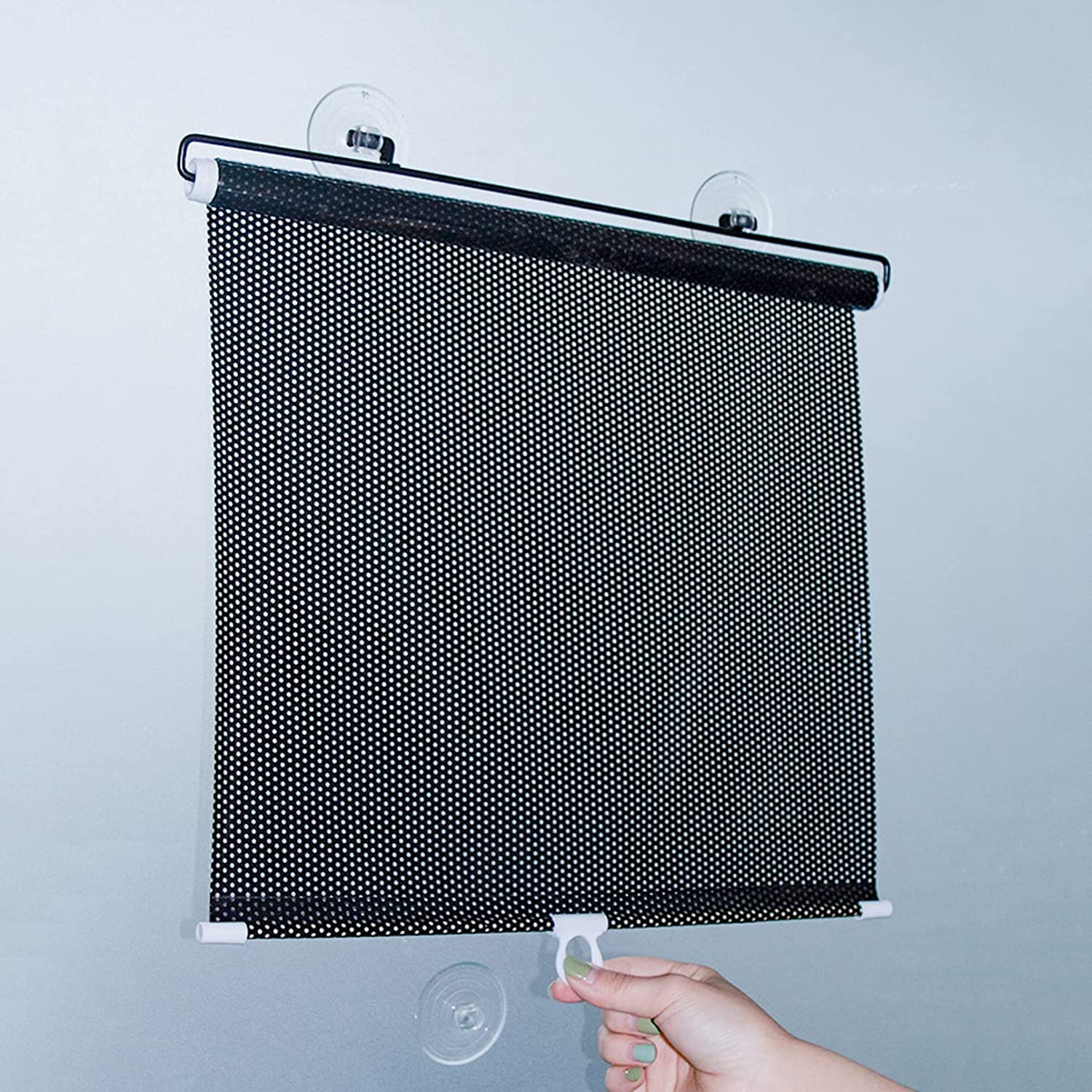 X1NGFU Suction Cup Roller Blind,Window Blind Sun Protection Blackout Roller Blind,Home Bathroom Sunblind Sun Shade,Privacy Screen Retractable Curtain,No Drilling Required (58x125cm(23x49in),Black)