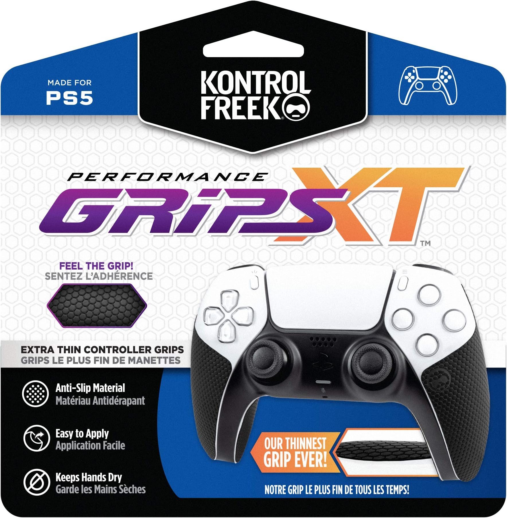 KontrolFreek Performance Grips XT for Playstation 5 Controller | Extra-Thin Grips | Black (Extra-Thin)