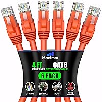 Vista 94 de Maximm Cable Ethernet Cat 6 de 10 pies (paquete de 6) - Cable LAN de alta velocidad, cable de Internet, cable de conexión y cable de red - UTP