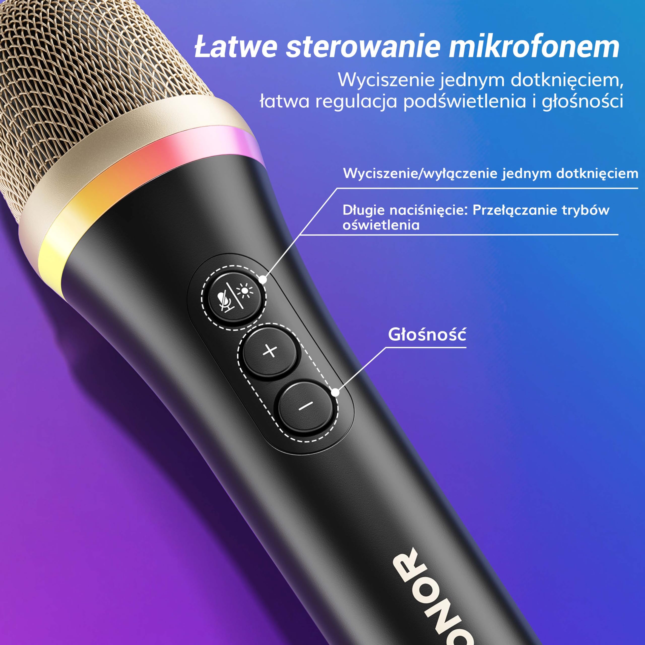 TONOR Mikrofon dynamiczny USB/typ C do komputera PC, mikrofon do gier komputerowych do podcastów RGB ze stojakiem biurkowym do nagrywania, Na żywo,YouTube, śpiewania, studia, karaoke czarny
