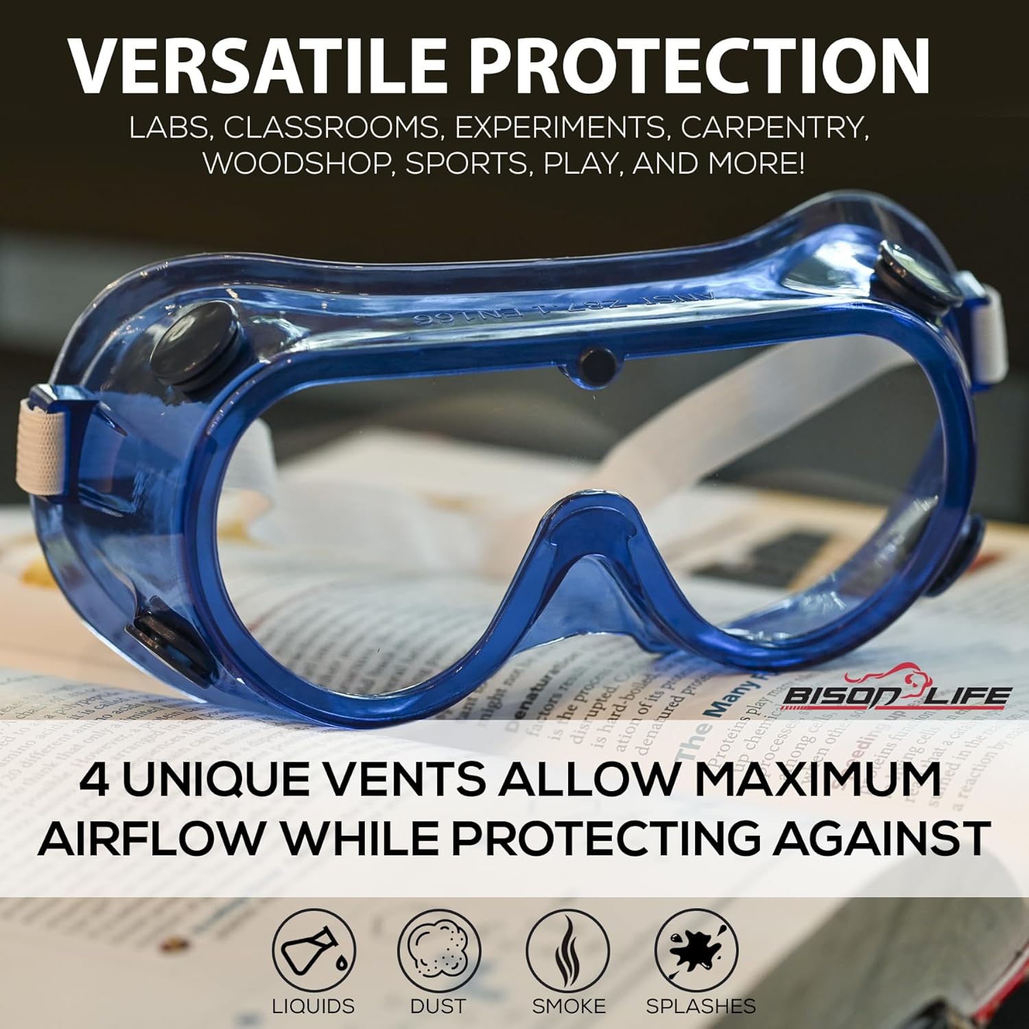 BISON LIFE Kids Safety Glasses, Bulk Kids Protective Glasses ANSI Z87.1 Safety Glasses for Kids, Science Safety Goggles Pack