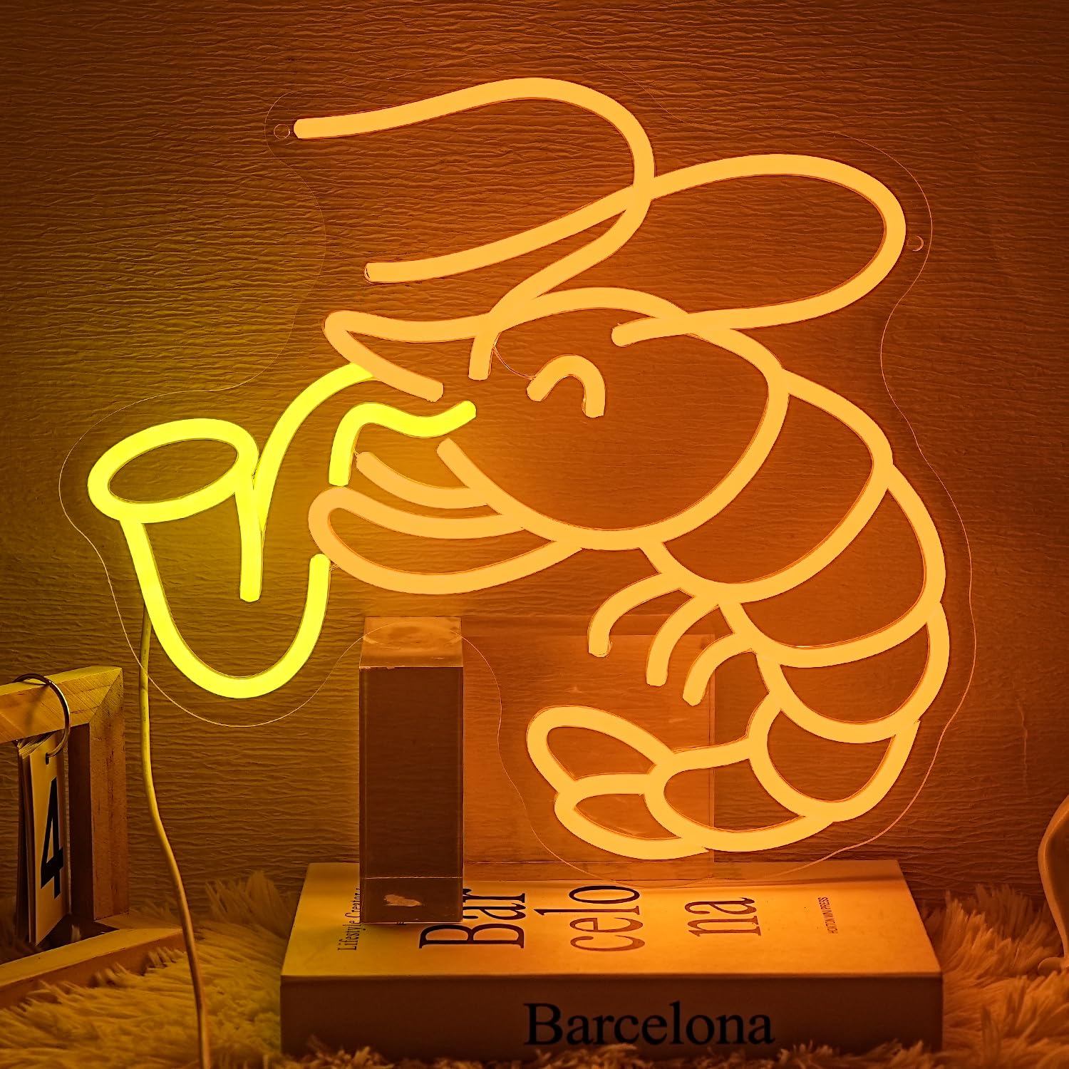 LMSIGNLY Shrimp With Saxophone Neon Sign Lobster Neon Light Music LED Sign for Wall Decor Vintage Jazz Saxophone LED Sign for Bedroom Dj Room Rrcord Studio Concert