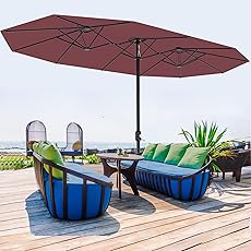 13FT umbrella outdoor patio,Double-Sided Rectangle Umbrella Oversized Shade for 2-6 People, Fade Resistant Canopy for Deck Pool Garden Backyard(Grey, 13FT)