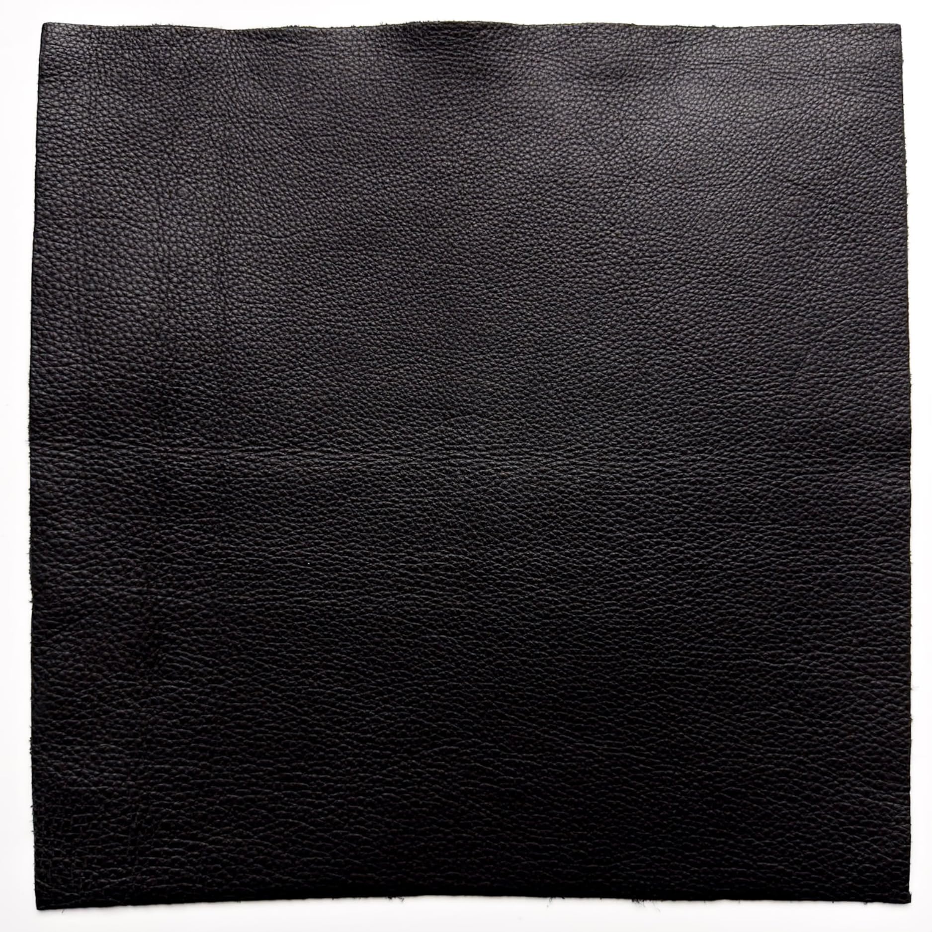 Natural Grain Cow Leathers: 12'' x 12'' Pre-Cut Leather Pieces (Black, 1 Piece)