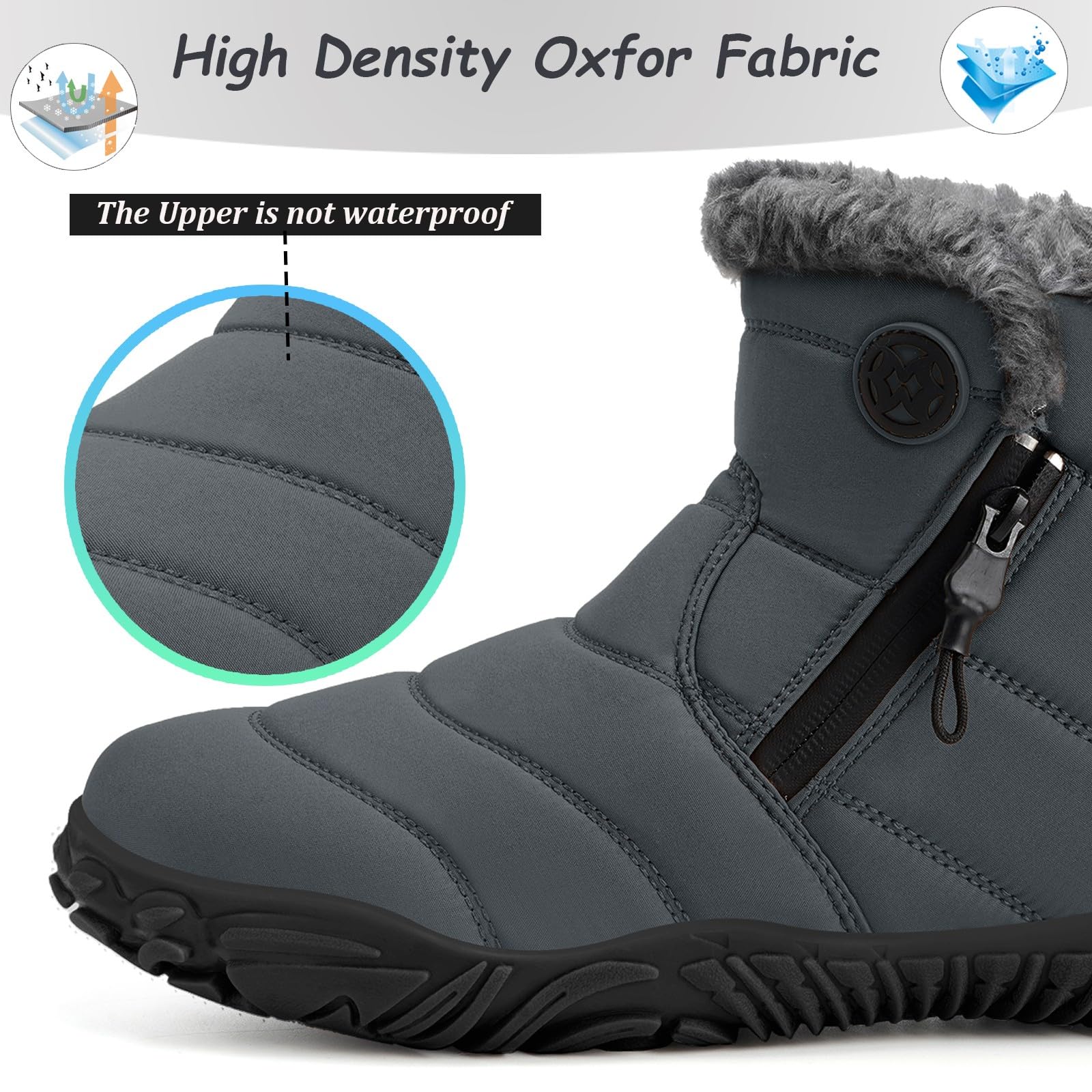 Gaatpot Buty Śniegowe Damskie Zimowe Ciepłe Podszewka Botki Outdoor Trekking Buty Wodoodporne Buty 37-43 | Botki, ciepła podszewka, minimalistyczne z Wide Tox Box, Zero Drop Soles, buty
