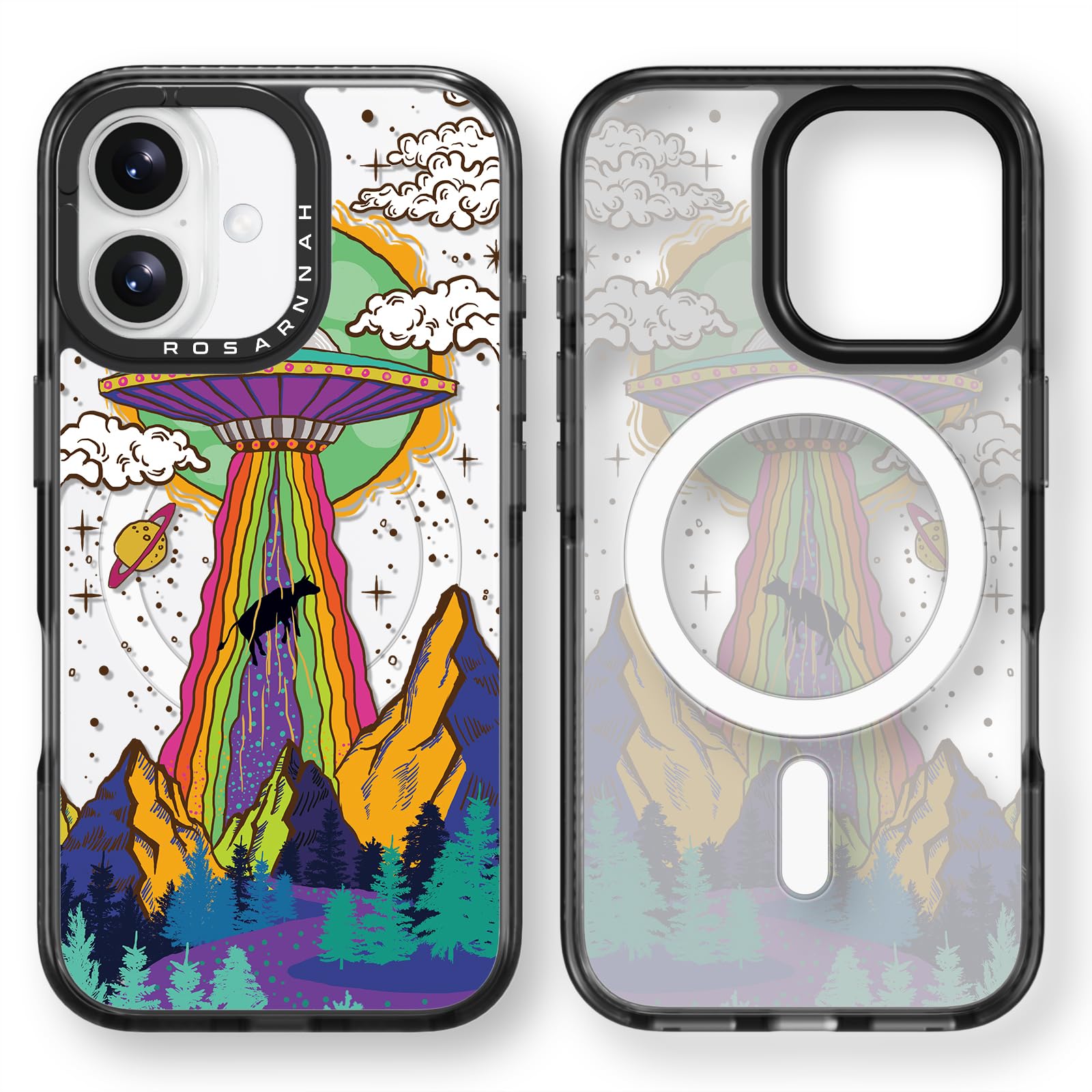 Coque iPhone 16 MagSafe évitez les rayures avec style UFO noir - 8