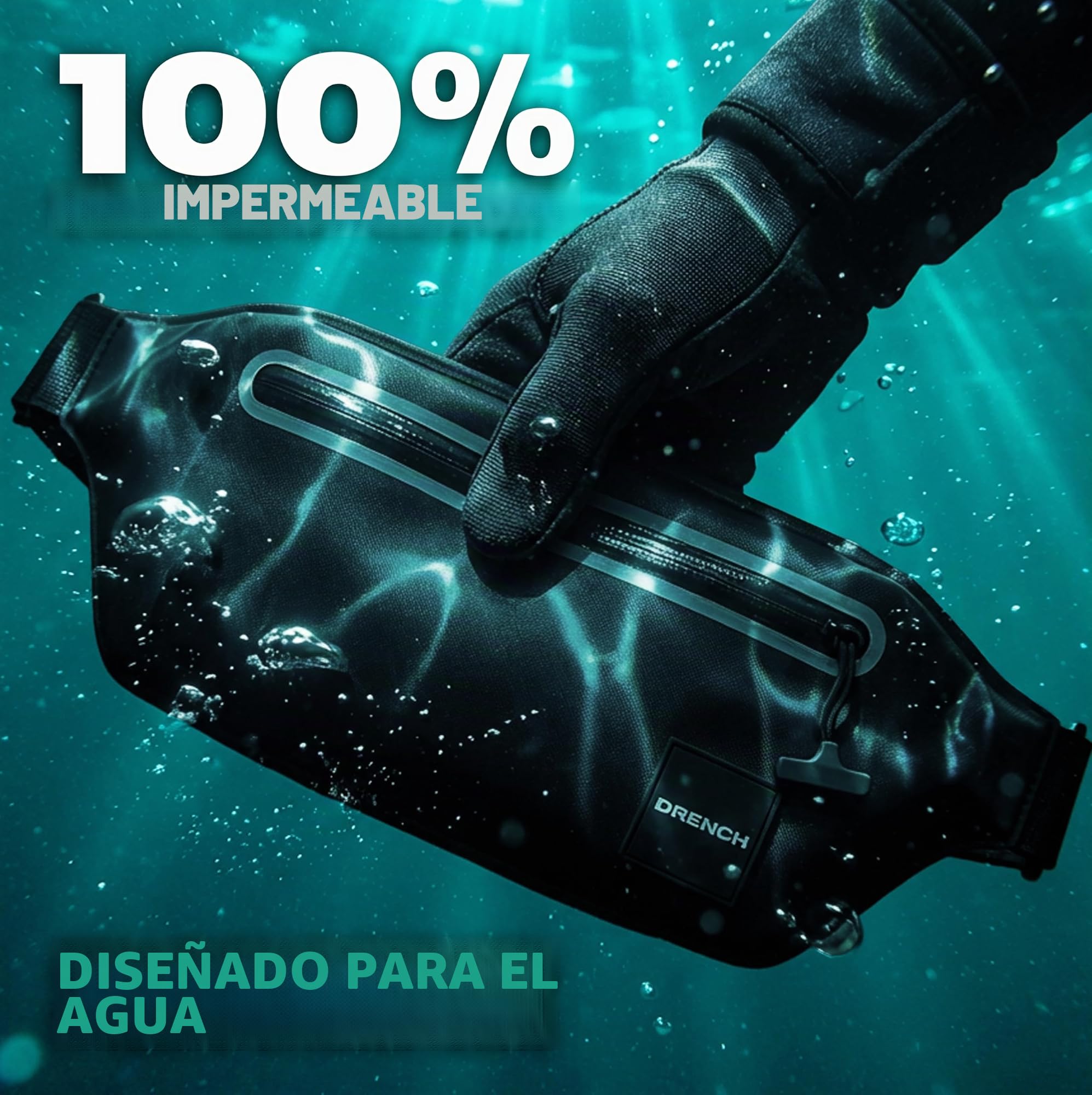 DRENCH 100% Underwater Waterproof Fanny Pack. Waist Pack. Submersible Waterproof Phone Pouch. Dry Bag for Swimming, Boating, SUP & Snorkelling. Underwater Phone case. Floating Belt Bag. Dry Bag Travel