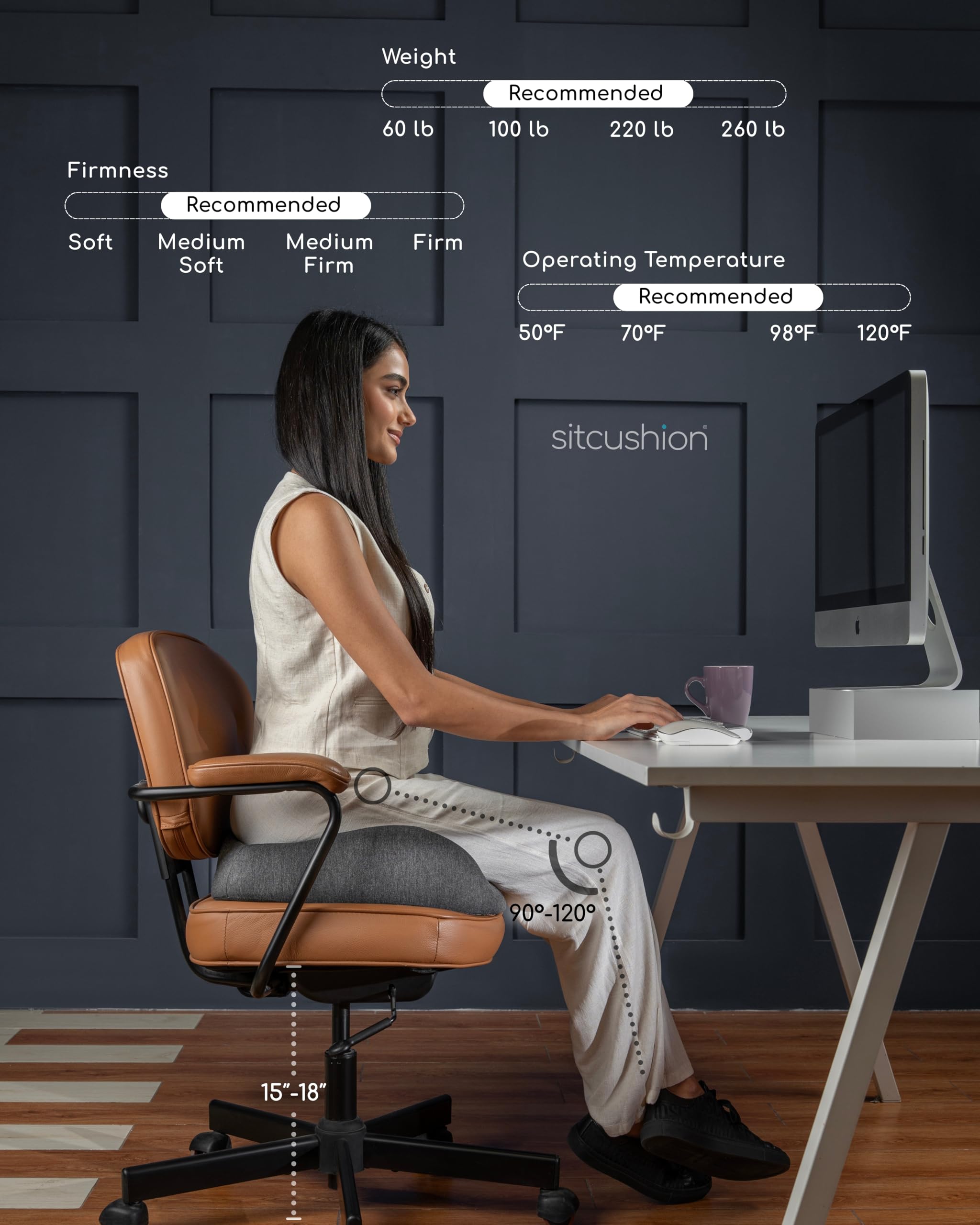 Extra Large Memory Foam Seat Cushions for Office Chairs Pressure Relief Seat Cushion for Tailbone Pain Relief Sciatica — view 5