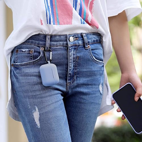 Vista 68 de Funda de silicona compatible con Apple AirPods Pro, funda protectora con mosquetón para AirPods 3 (luz de LED frontal visible)