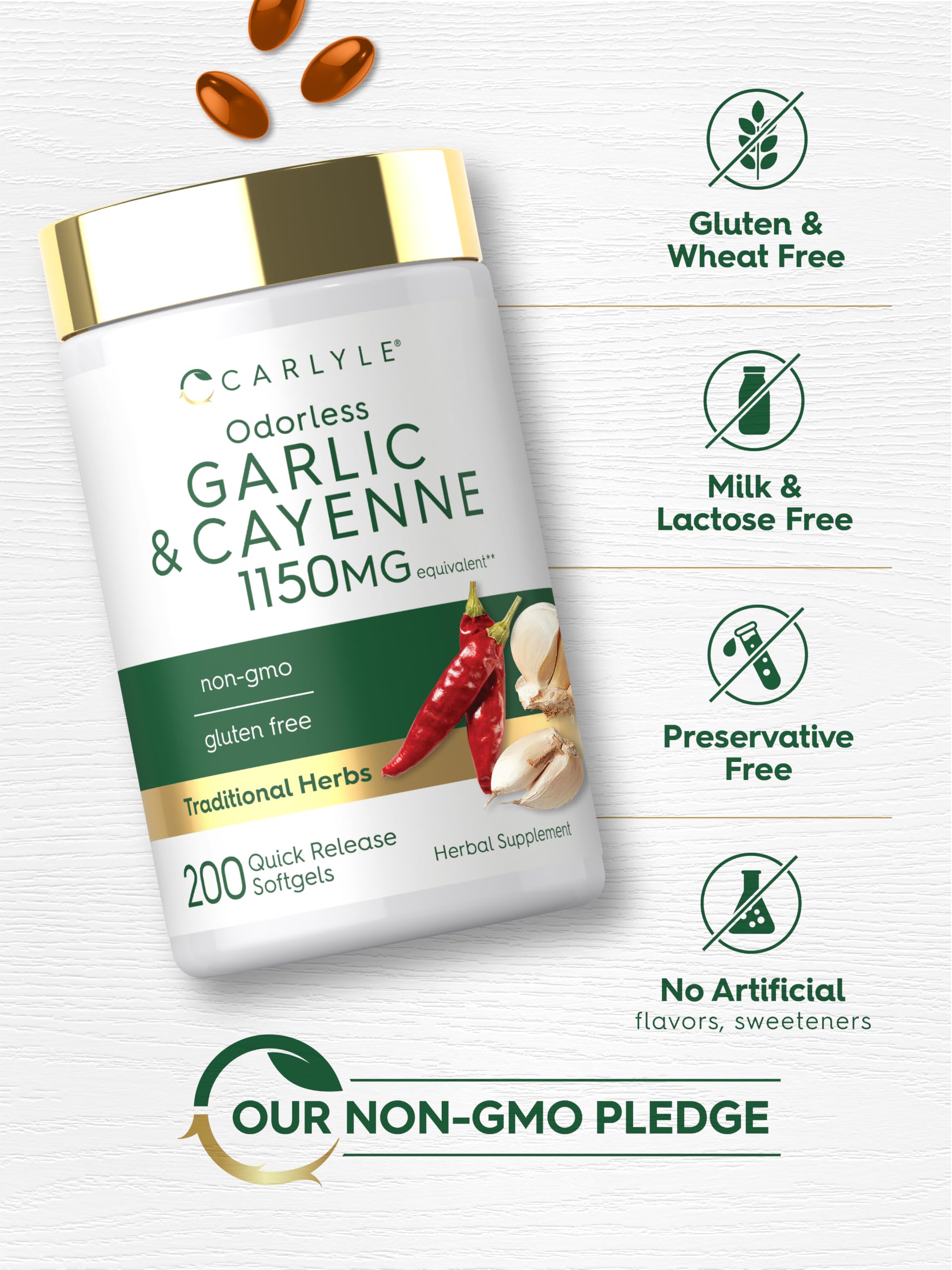 Carlyle Odorless Garlic and Cayenne Supplement | 200 Softgels — Amazon image 5