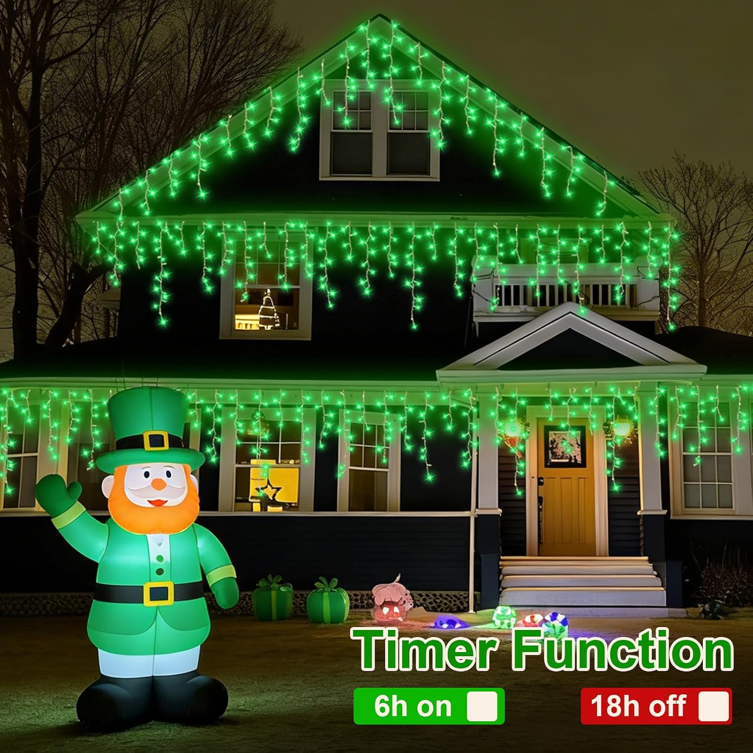 YEGUO 33ft 400 LED Icicle Christmas Lights Outdoor Waterproof, 80 Drops Icicle Lights Connectable, 8 Modes Icicle String Light with Memory(Green)