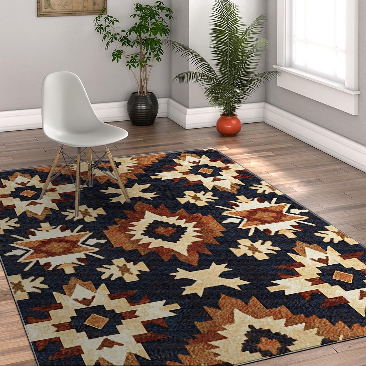 Tapis poil ras antidérapant pliable de style rustique pour une déco intérieur de chambre