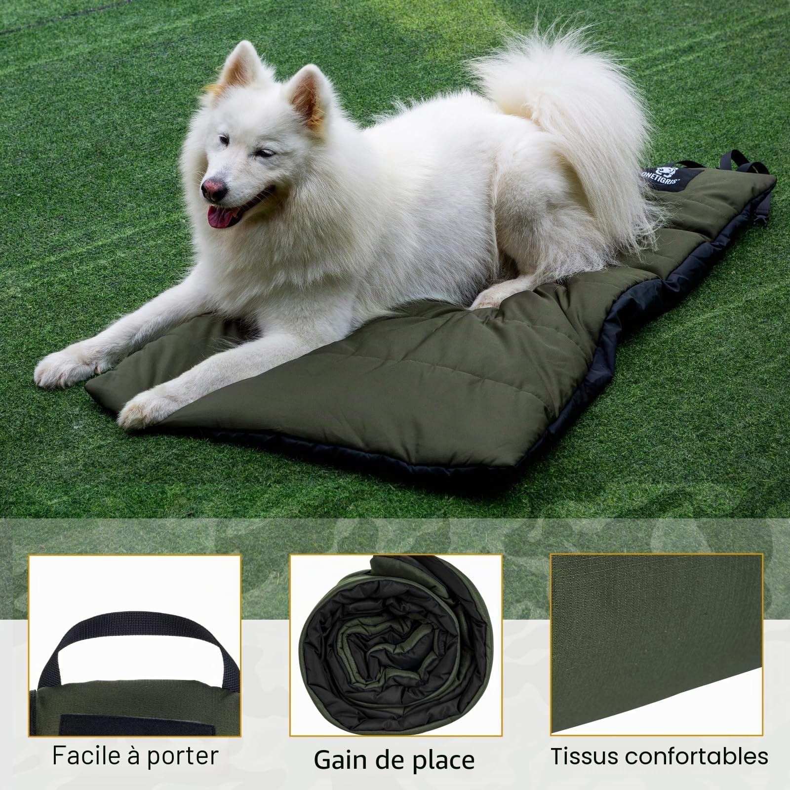 OneTigris Couverture pour Chien Lavable en Machine, Tapis pour Chien Confort et Douceur Lit pour Chien pour Voyage Camping Outdoor, 110cm x 68cm