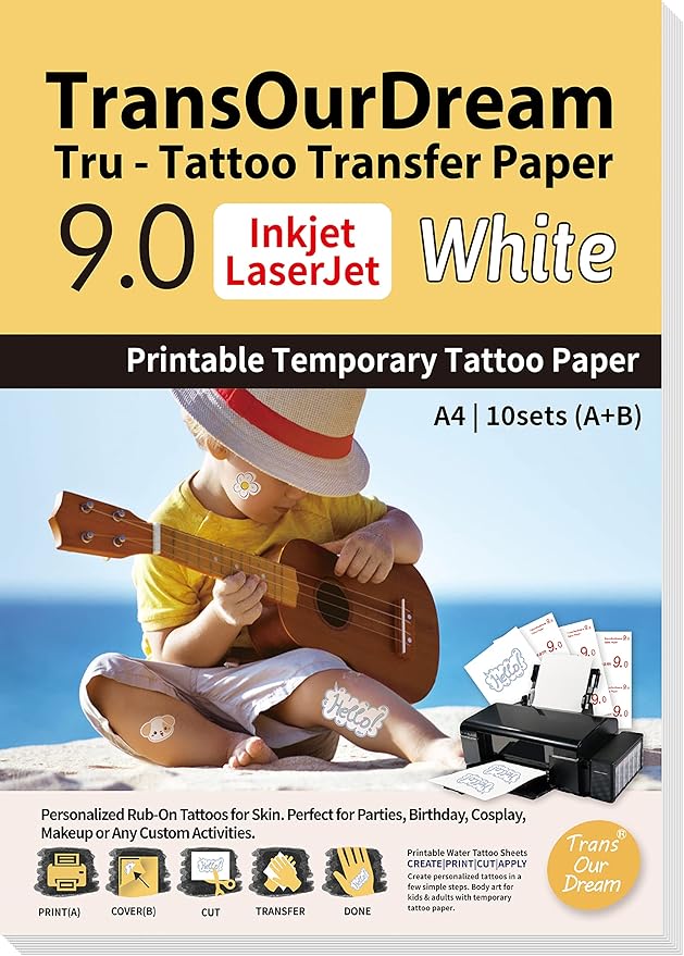 TransOurDream Printable Temporary Tattoo Transfer Paper for Inkjet