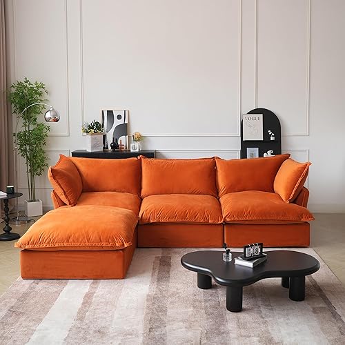 Miniatura 23 de JACH Sofás Modulares en Forma de L, Sofá Seccional Profundo con Otomana Chaise, Sofás Seccionales Modernos y Cómodos Tipo Nube, Fundas de Cojines