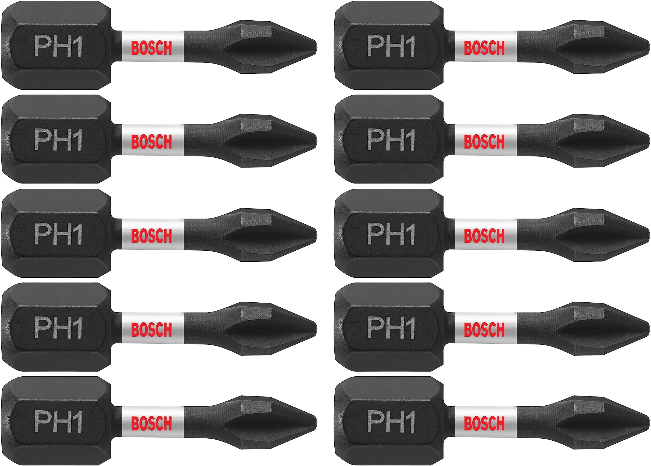 BOSCH ITPH11B 10-Pack 1 In. Phillips #1 Impact Tough Screwdriving Insert Bits