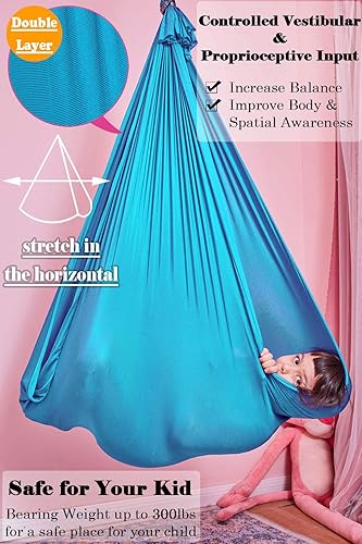 Miniatura 3 de Columpio sensorial para interiores + accesorios giratorios de 360, hamaca de licra de doble capa para que los niños jueguen y calmen, columpio de