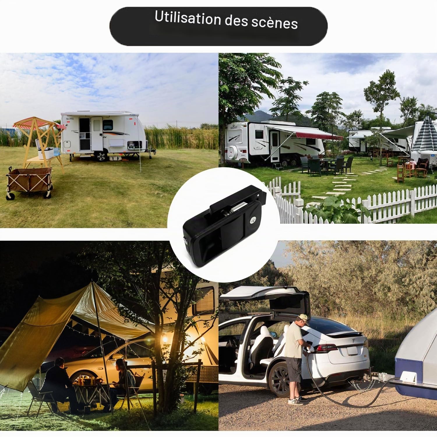 Serrure de Porte de Camping-Car,Serrure de Porte de Caravane avec Clés,en Alliage de Zinc Noir,pour Caravane,Remorque,Camping-Car,Voiture de Patrouille