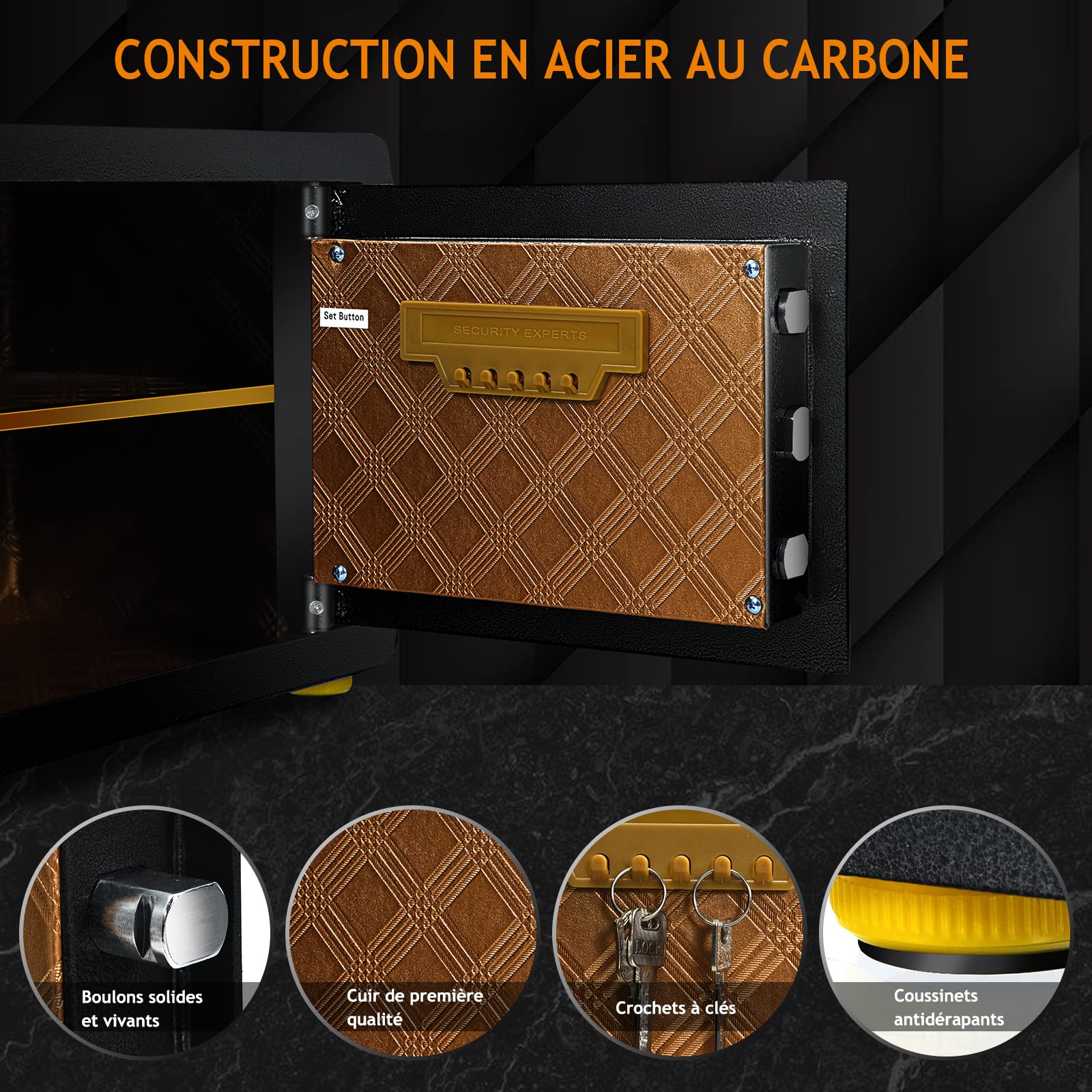 GOPLUS Coffre-fort avec Serrure à Code Électronique, Coffre-fort en Acier Robuste avec Étagère Amovible et Système d'Alarme, Fonction Anti-indiscrétion, 40X30X30 CM