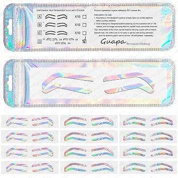 Disposable Eyebrow Design Stencil Eyebrow Tint Airbrush Auxiliary Sticker for Brows Shaping with Single Eyebrows Type Option ..., D-Laser-12Pairs -1Bag