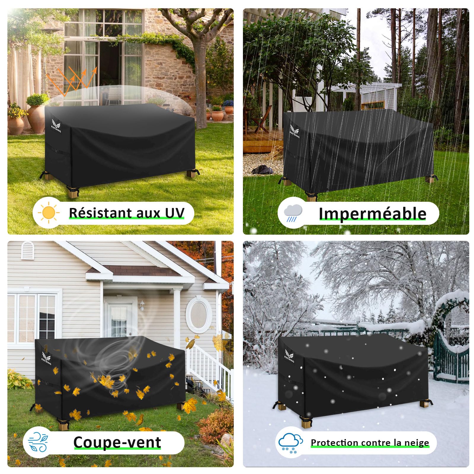 Housse Canapé Extérieur 600D Oxford Protection Anti-UV Banc Jardin 134x66x63/89cm