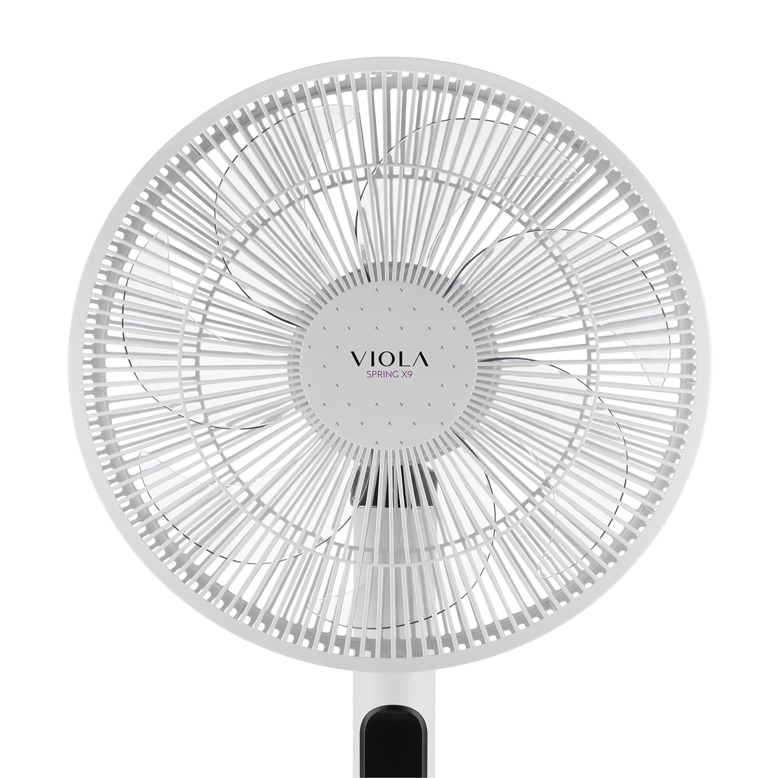 VIOLA Ventilatore a Piantana Silenzioso Notte con Telecomando, Potente motore Digitale Basso Consumo 19W, 7 Pale Aerodinamiche, 9 Velocità, Oscillazione 120°, Rotazione Verticale 3D, Turbo, Timer