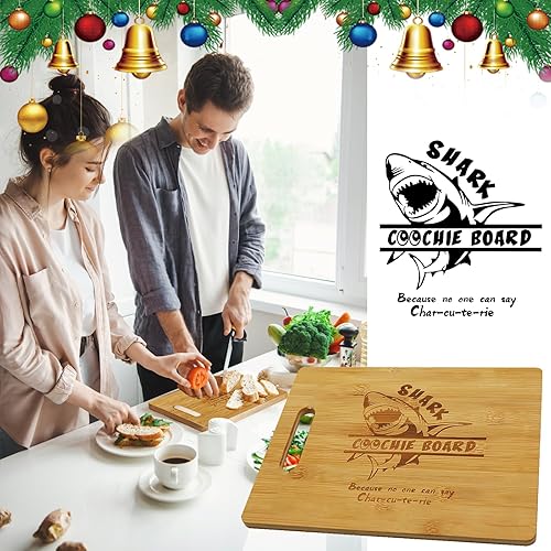 Miniatura 4 de Shark Charcuterie Board for Meat and Cheese, Shark Cutting Board, Funny Cutting Board Laser Engraved Bamboo Board Serving Board Serving Tray White