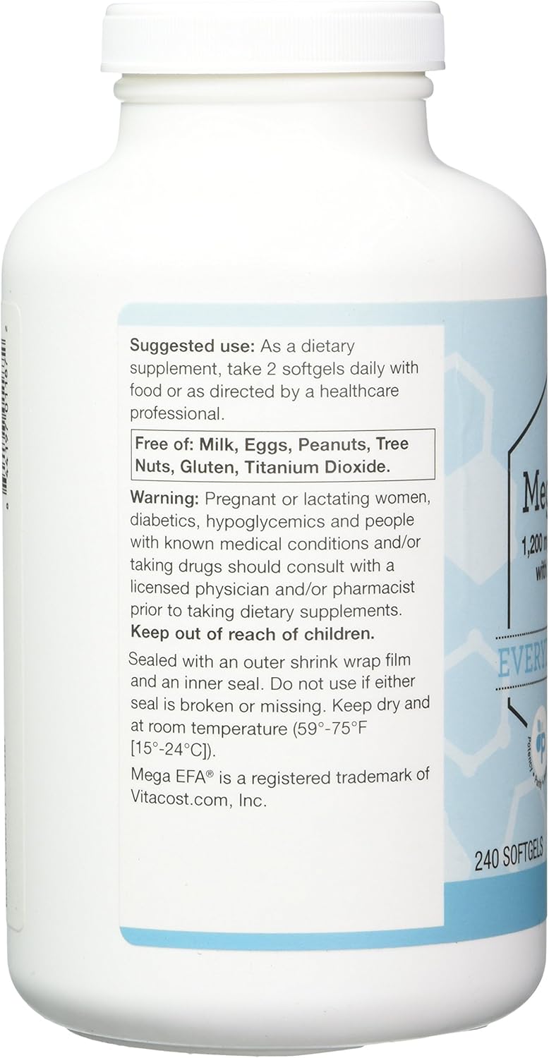 Vitacost Mega EFA-D3 Omega-3 EPA & DHA - 2,126 mg per Serving - 240 Softgels