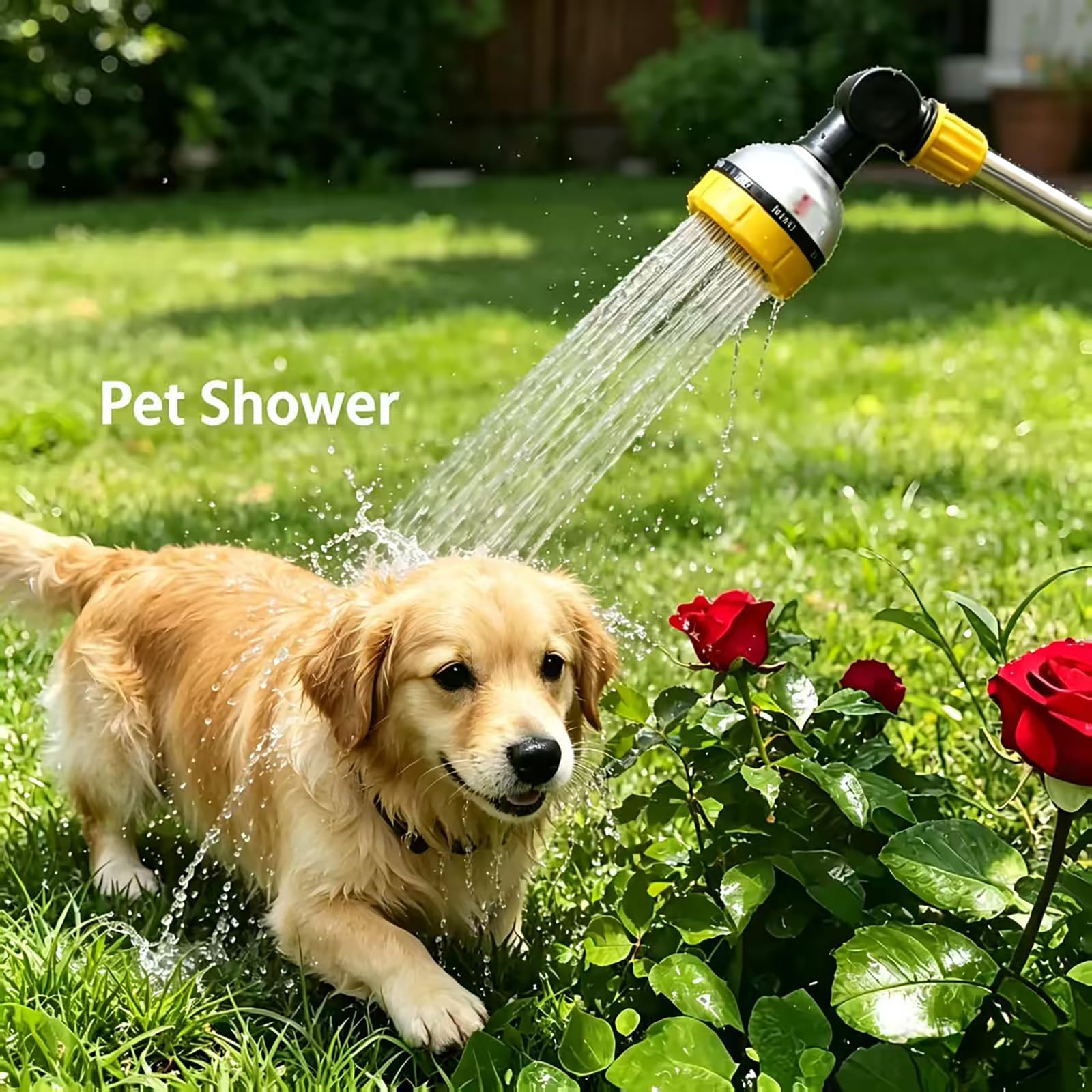 Baguette d'arrosage de 44,5 cm avec contrôle du pouce et buse d'eau à 180° | 8 modes de pulvérisation pour nettoyage à haute pression, bain d'animaux, jardins, paniers suspendus | Compatible avec les