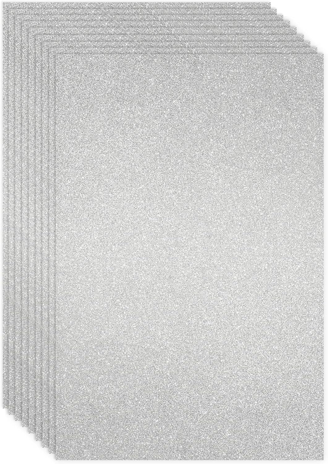 24 Sheets Silver Glitter Cardstock Paper for Scrapbooking, Arts, DIY Sparkle Crafts, 250gsm, Double-Sided (8 x 12 In)