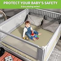 Vista 7 de Barandilla de cama de 3 piezas de tamaño individual para niños pequeños, protector de riel ajustable para cama de bebé, riel de seguridad para cama