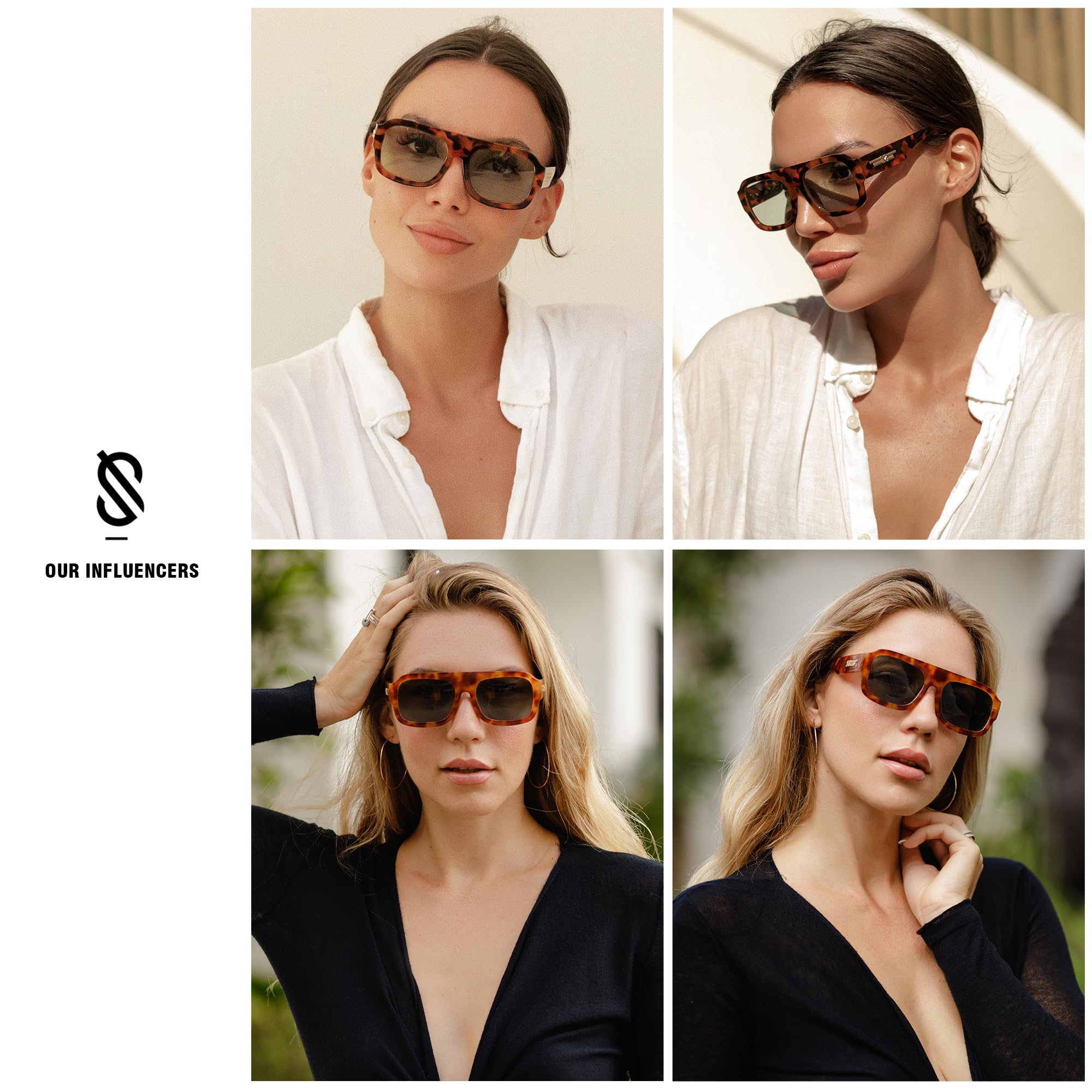 SOJOS Trendy Square Aviator Sunglasses for Womens Mens Polarized Plastic Frame Flat Top Designer Inspired Shades UV400 Sun Glasses SJ2281